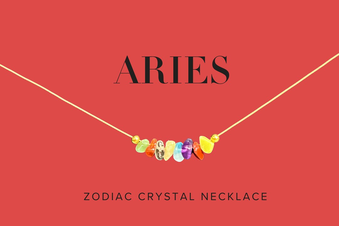 Aries Necklace Raw Crystals Zodiac Sign Astrology Choker Etsy
