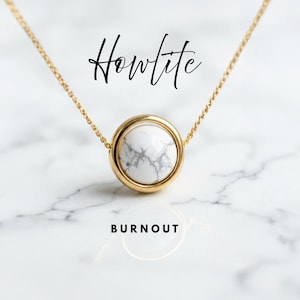 Collar de cristal de howlita para recuperación del agotamiento: colgante chapado en oro de 14 k, cambio de marcha