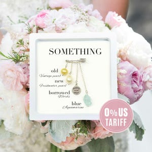 Something Blue for bride-Bridal Shower Gift-Mother to Bride Gift-Wedding Gown Charm-Bridal Bouquet Charm-Something Blue-Mom to Bride-Gold