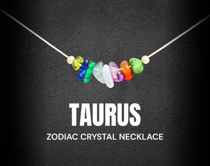 Taurus Necklace Raw Crystals Zodiac Sign Astrology Choker Crystal Jewelry, Taurus Gift, Astrology Gifts, Zodiac Gift, Taurus Jewelry, Taurus