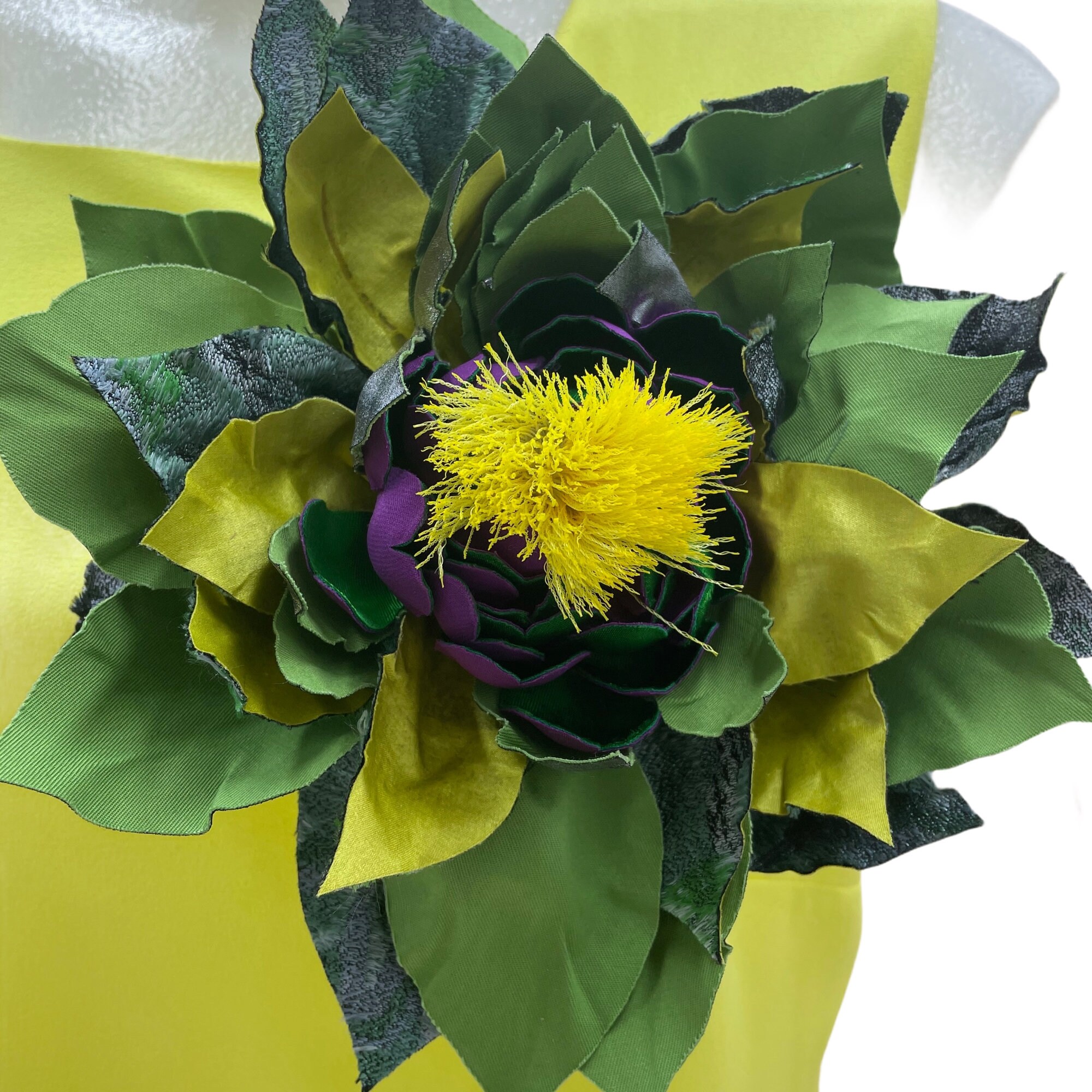 Handmade Silk Flower Brooch Green & Yellow Flower Brooch Etsy UK