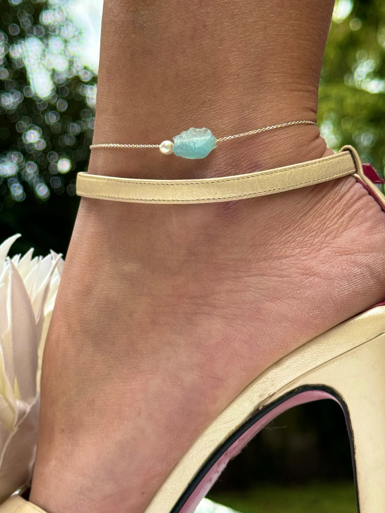 Something Blue Anklet Gold and Silver, Something Blue, Bridal Shower Gift, Something Blue for Bride, Wedding Jewelry, Bridal Ankle Bracelet