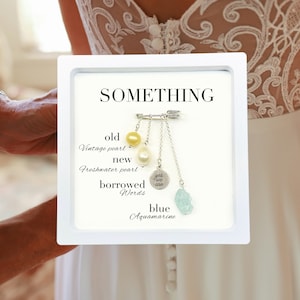 Something Blue-Gift for Daughter on Wedding Day-Bridal Shower-Mother to Bride-Wedding Gown Charm-Bridal Bouquet Charm-Mom to Bride-Off-White
