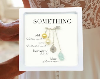 Quelque chose de bleu - Cadeau pour une fille le jour du mariage - Shower de la mère à la mariée - Charme de robe de mariée - Charm bouquet de mariée - Charme de maman à mariée - Blanc cassé