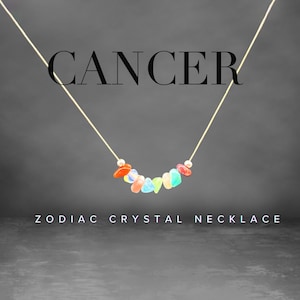 Cancer Zodiac Sign Necklace Raw Crystals Zodiac Sign Astrology Choker Crystal Jewelry, Zodiac necklace, Cancer Sign Gift, Gifts for Cancers