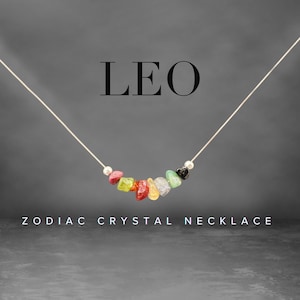 Leo Zodiac Sign Gift Necklace Raw Crystal Gold or Silver Birthstone Jewelry, Zodiac necklace, Leo Sign Gift, Zodiac Sign Necklace,  Leo Gift