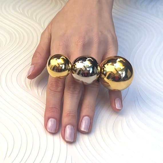 Mixed Metal Statement Ring Gold and Silver Ring Extra Large Statement Ring Cool Ring Aesthetic Ring Chunky Ring Full Finger Etsy