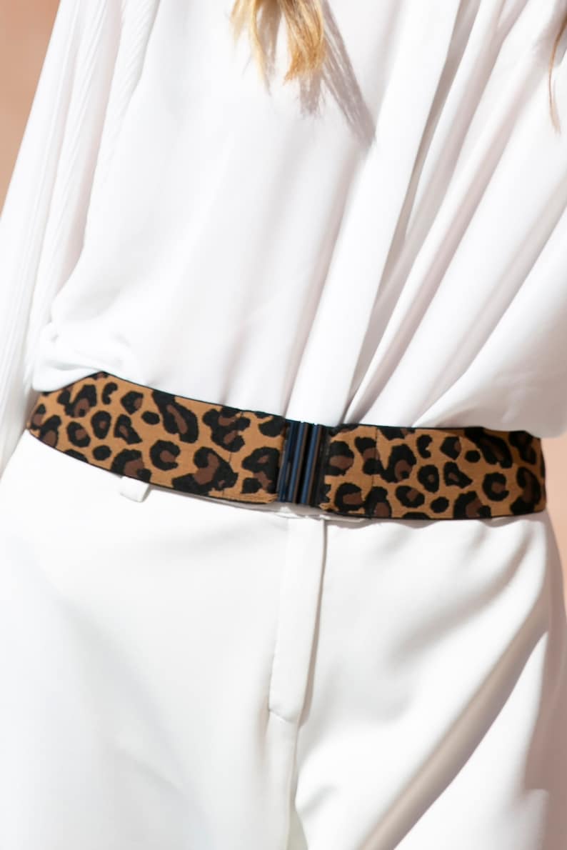 Leopard print belt Elastic waist belt Animal print belt Wide belt Elastic belt