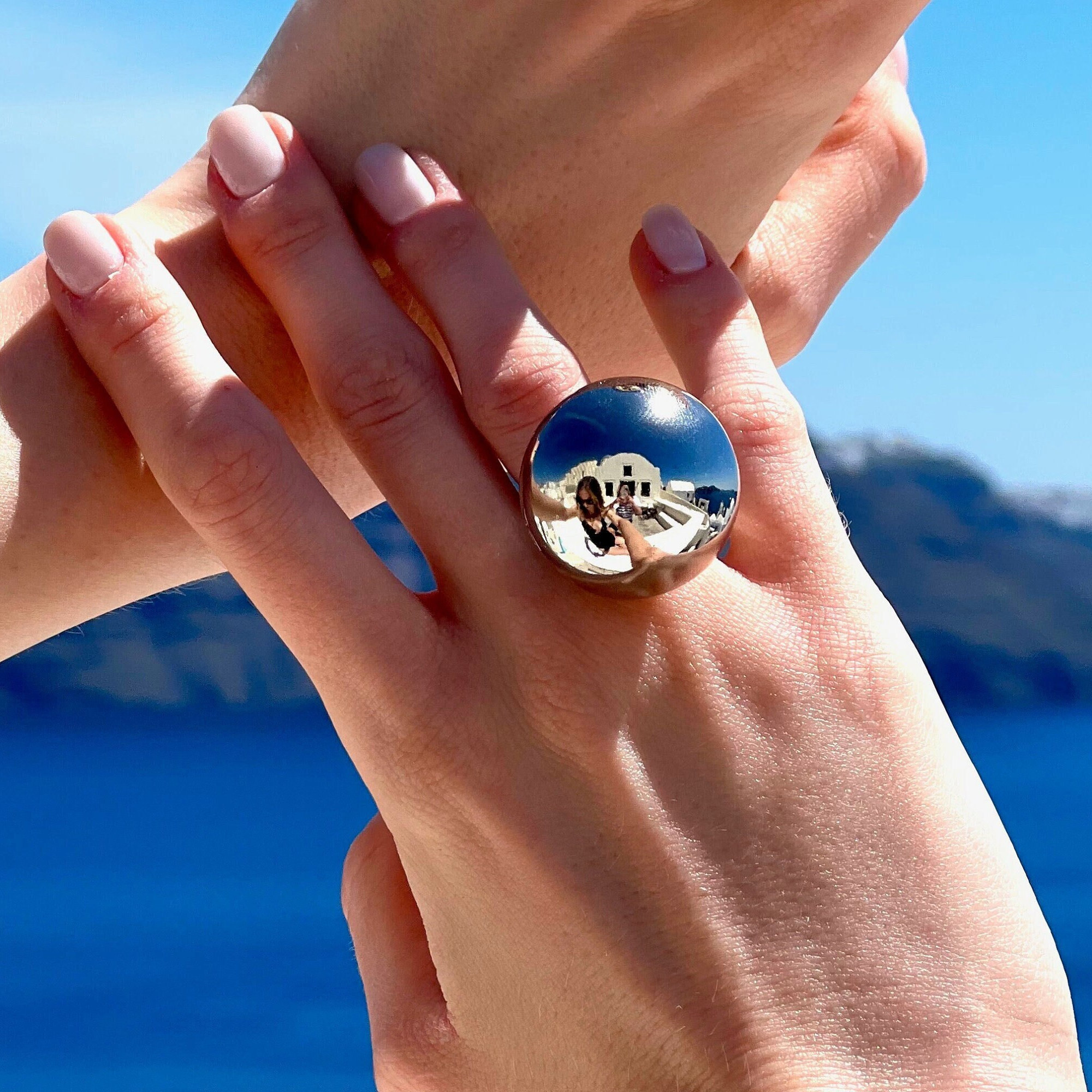 ヴィンテージ！Sterling Silver Globe Dome リング