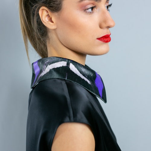 Custom silk shirt, with a purple, butterfly wing collar, detachable shops collar shirt, butterfly silk shirt, butterfly, silk blouse, silk top,