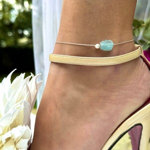 Something Blue Anklet Gold and Silver, Something Blue, Bridal Shower Gift, Something Blue for Bride, Wedding Jewelry, Bridal Ankle Bracelet