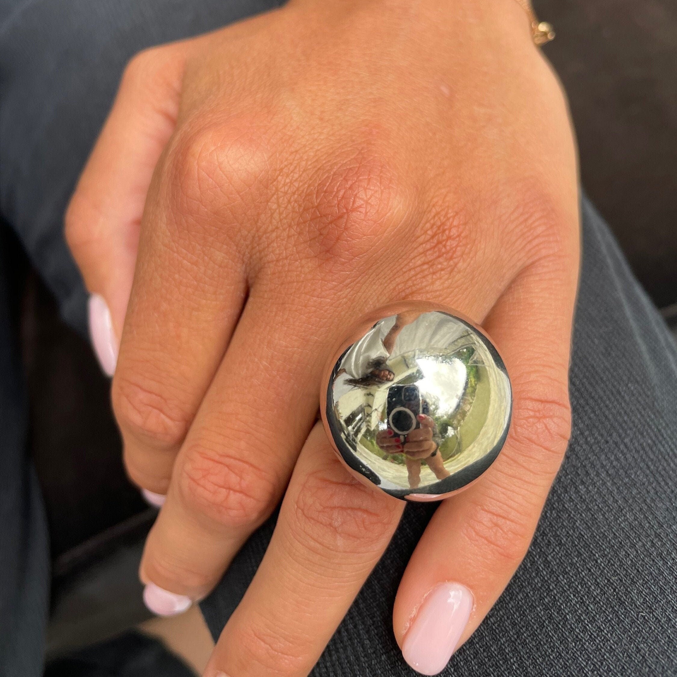 Sphere Ring Silver Bubble ring Ball Ring Silver Sphere Ring Silver Ball Ring Statement Ring Minimalist Ring Circle Ring