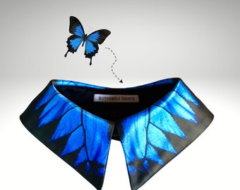 Blue morpho butterfly wing collar/detachable collar/discreet day collar/blue collar necklace/ blue butterfly/blue  butterfly necklace
