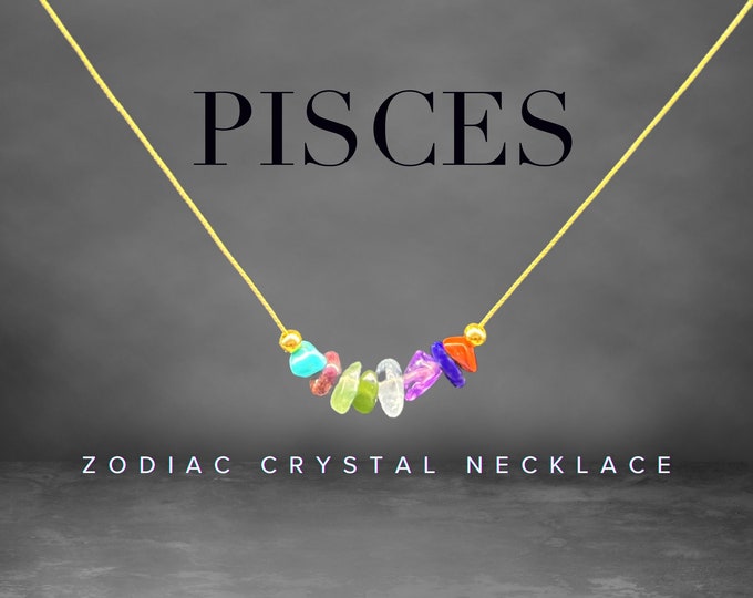 Pisces Necklace Raw Crystals Zodiac Sign Astrology Choker Crystal Jewelry, Pisces Birthday, Pisces Gift, Pisces Jewelry, Zodiac necklace