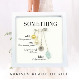 Gift for Daughter on Wedding Day-Bridal Shower-Mother to Bride-Wedding Gown Charm-Bridal Bouquet Charm-Something Blue-Mom to Bride-Off-White .