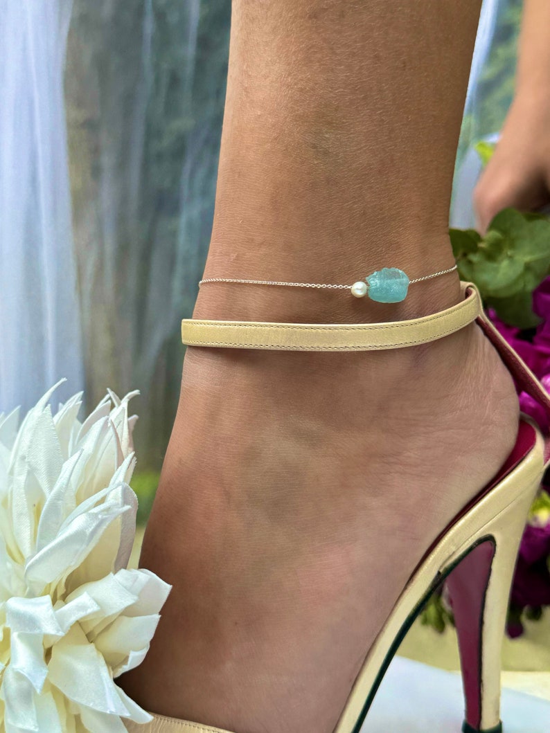 Something Blue Anklet Gold and Silver, Something Blue, Bridal Shower Gift, Something Blue for Bride, Wedding Jewelry, Bridal Ankle Bracelet