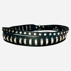 Black Leather Studded Belt  Black Wrap Belt  Stud Belt , Black Studded Waist Belt  Long Wrap Belt  Handmade belt Utility belt  Leather belt