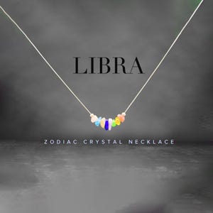 Libra Necklace Crystal Zodiac Necklace Personalized Minimalist Jewelry Gift, Zodiac Jewellery, Zodiac Gift, Zodiac Necklace, Gift for Libra
