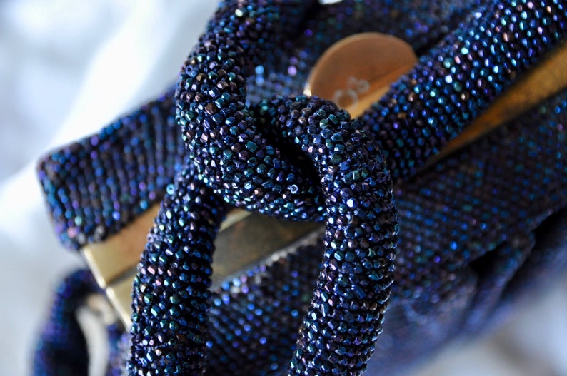 sparkly beaded blue vintage bag