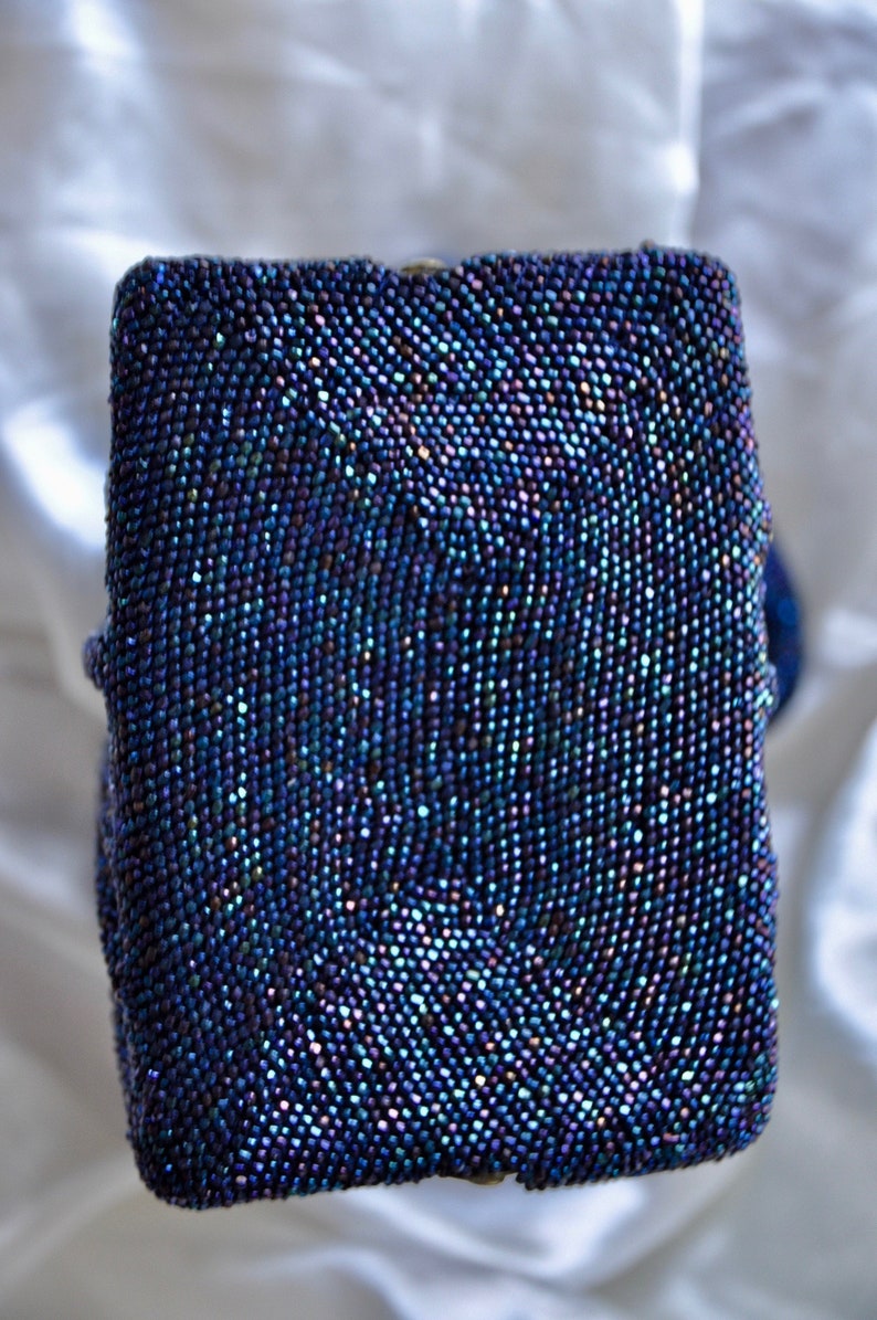 sparkly beaded blue vintage bag