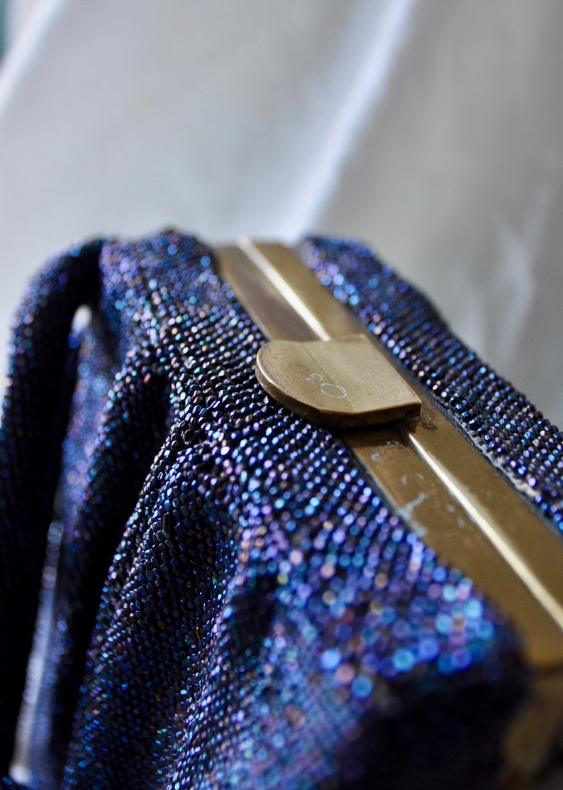 sparkly beaded blue vintage bag