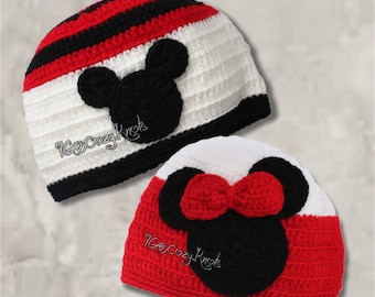 Bonnet Au Crochet Mickey Mouse - Fait Main, Neuf, Personnage Disney
