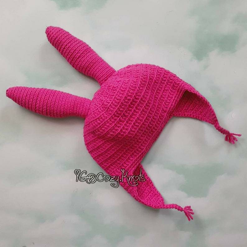 New Pink Rabbit Ear Beanies Women Louise Belcher Whimsical Handmade Knitted  Hats Fashion Party Mask Balaclava Warm Winter Hat - AliExpress