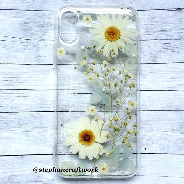 Handmade genuine pressed flower case for iPhone XR XS Max 6 6s 7 8 Plus Samsung galaxy S6 S7 edge S8+ S9+ S10+ S10e note8 note9