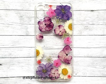 Handmade genuine pressed flower case for iPhone XR XS Max 6 6s 7 8 Plus Samsung galaxy S6 S7 edge S8+ S9+ S10+ S10e note8 note9