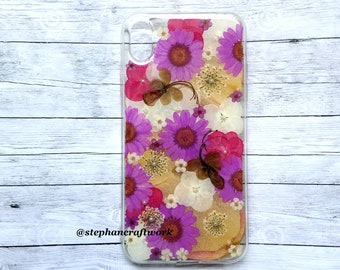 Handmade genuine pressed flower case for iPhone XR XS Max 6 6s 7 8 Plus Samsung galaxy S6 S7 edge S8+ S9+ S10+ S10e note8 note9