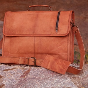 Pure Leather Messenger Bag fathers day gifts Laptop Bag Vintage Style Natural Travel Handbag With Strap