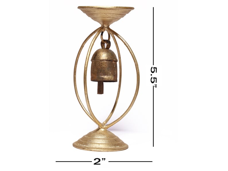 Handmade Brass Polished Tea Light Holder Votive Holders Vintage Bell Lamp 2 Pc