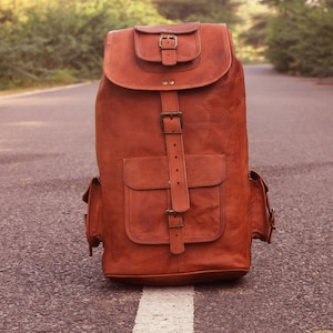 Vintage Leather Backpack Bag fathers day gifts Carry On Travel Vacation Bag Luggage Bags For Mens