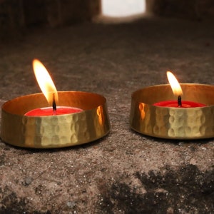 Handmade Pure Brass Tea light Holder Set of 2 Home Decor Votive Wedding Decor Candle Holder image 2