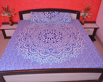 Mandala Tapestry Bedding with Pillow Covers Indian Boho Blue Paisley Floral Printed Bed Sheets Queen Size Throw Mandala Tapestry Bedding with Pillow Covers Indian Boho Blue Paisley Floral Printed Bed Sheets Queen Size Throw Mandala Tapestry