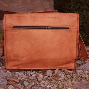 Leather Messenger Bag Mens Briefcase Bag Travel Handbag With Strap image 4