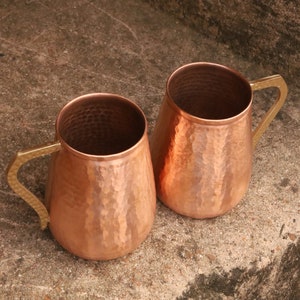 Handmade Hammered Pure Copper Moscow Mule Mug Set of 2 17 OZ Drinking Mug image 4