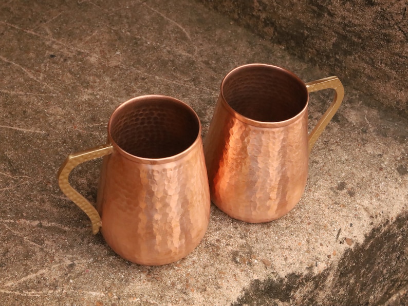 Handmade Hammered Pure Copper Moscow Mule Mug Set of 2 17 OZ Drinking Mug image 4