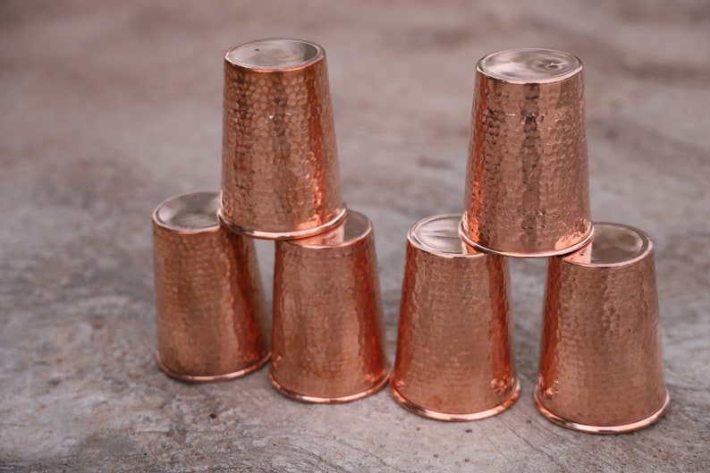 Handmade Copper Tumbler Cup Glass 250 ML Copper Drink Glassess Mug Anniversary Gift image 2