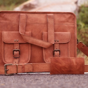 fathers day gifts Leather Mens Messenger bag Briefcase Crossbody Shoulder Gift Bags