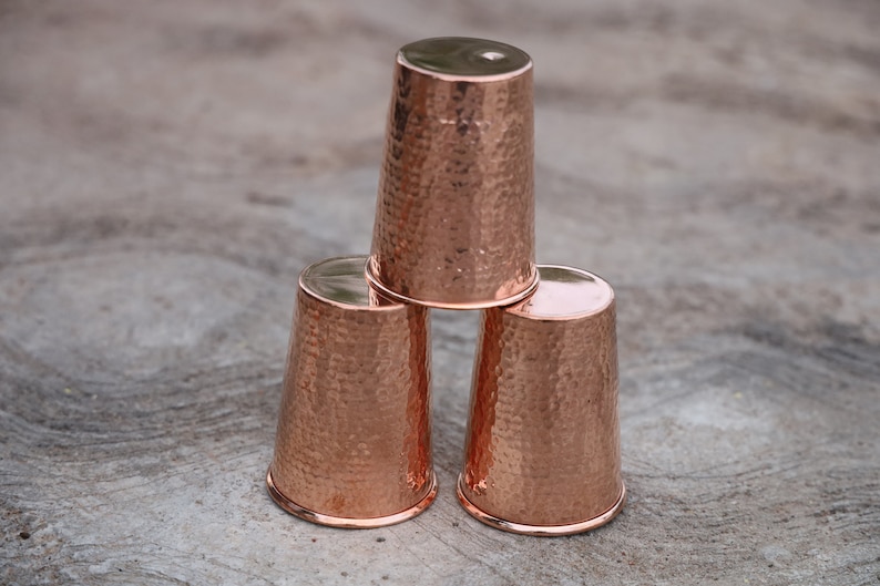 Handmade Copper Tumbler Cup Glass 250 ML Copper Drink Glassess Mug Anniversary Gift image 8