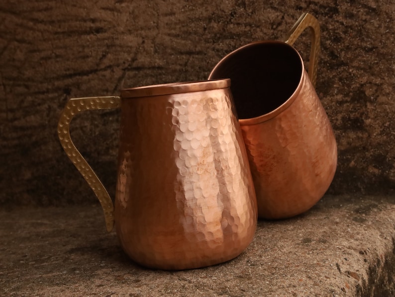 Handmade Hammered Pure Copper Moscow Mule Mug Set of 2 17 OZ Drinking Mug image 3