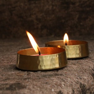 Handmade Pure Brass Tea light Holder Set of 2 Home Decor Votive Wedding Decor Candle Holder image 3