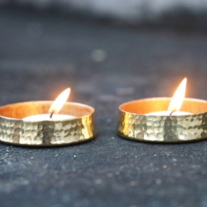 Handmade Brass Tea light Candle Holder Set of 2 Wedding Decor Votive Holder