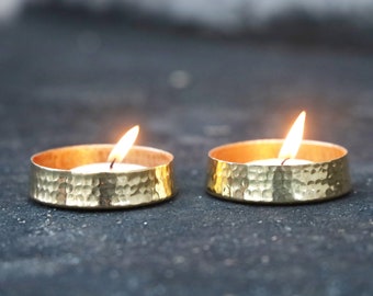 Handmade Brass Tea light Candle Holder Set of 2 Wedding Decor Votive Holder