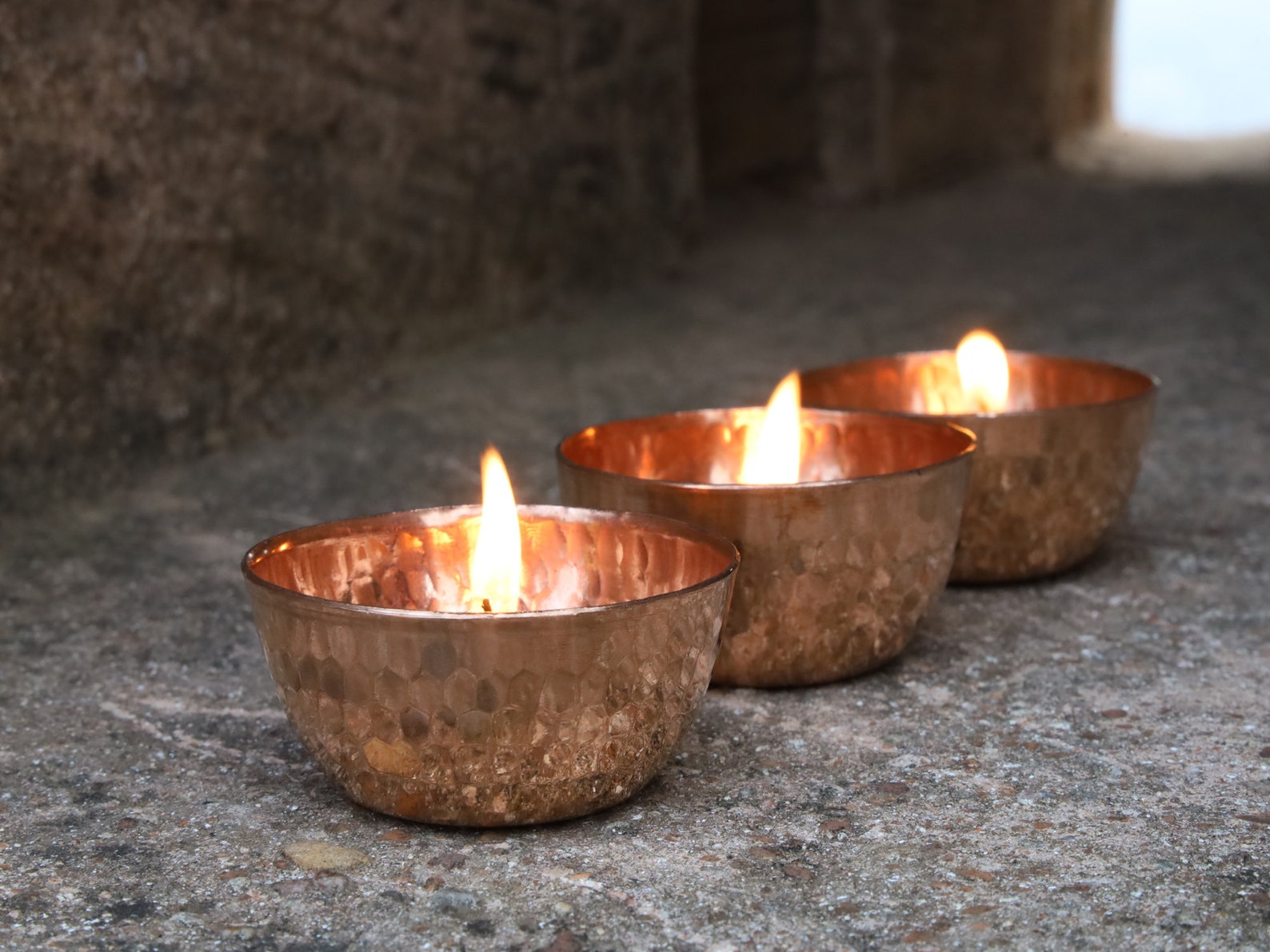 Handmade Copper Tea Light Holder Set of 3 Votive Holders Etsy