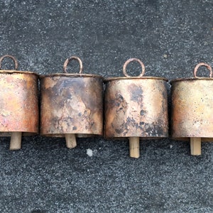 Recycled Copper Rustic Bells for Hanging Garland Door Bells Wind Chimes Gold Bell