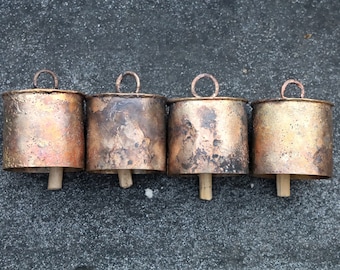 Recycled Copper Rustic Bells for Hanging Garland Door Bells Wind Chimes Gold Bell