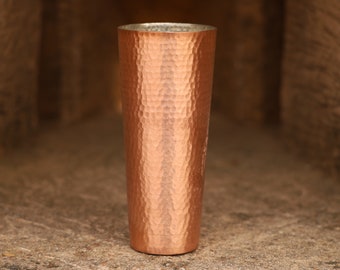 100% Hammered Copper Cup Tumbler Water Glass Good Health Ayurveda Glasses seventh anniversary unique gift