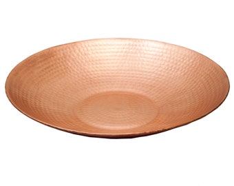 Handmade Solid Copper Fruit Platter 10' D Serving Food Safe Hammered Copper Tray Plate Table Decoration